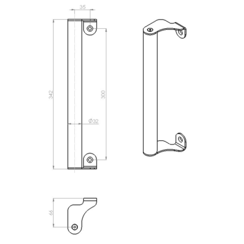 Technical drawing Door handle AC021