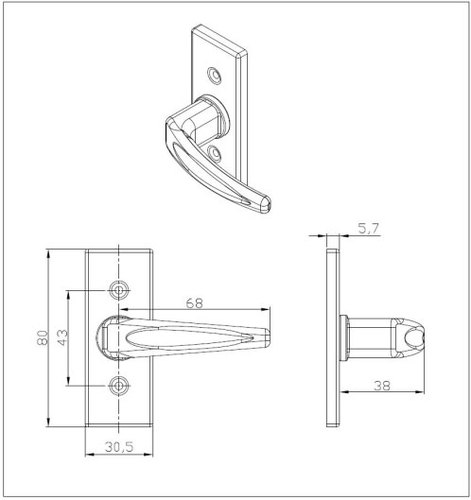 Technical drawing Door handle Clasico