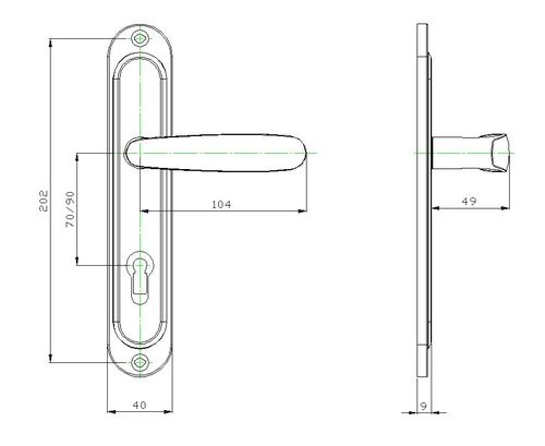 Technical drawing Door handle Silistra 