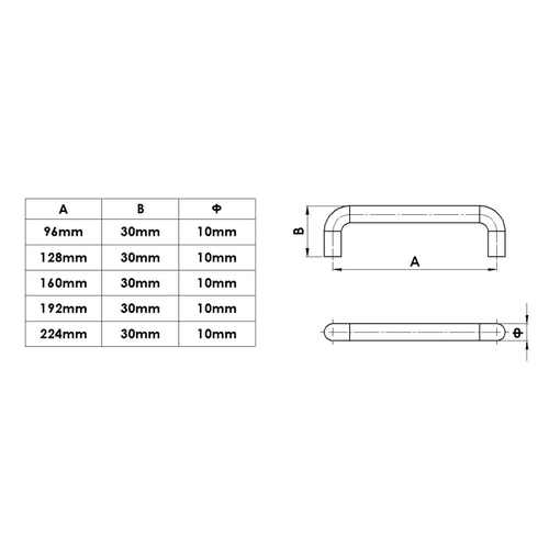 Technical drawing Door handle AC032