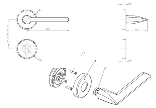 Technical drawing Door handles Varna