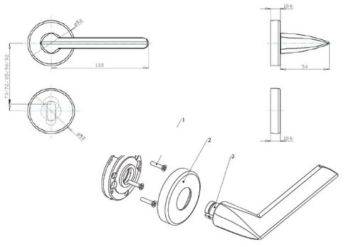 Technical drawing Door handle Varna 