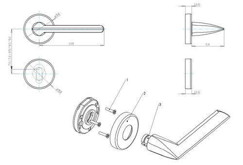 Technical drawing Door handle Varna