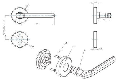 Technical drawing Door handle Gabrovo