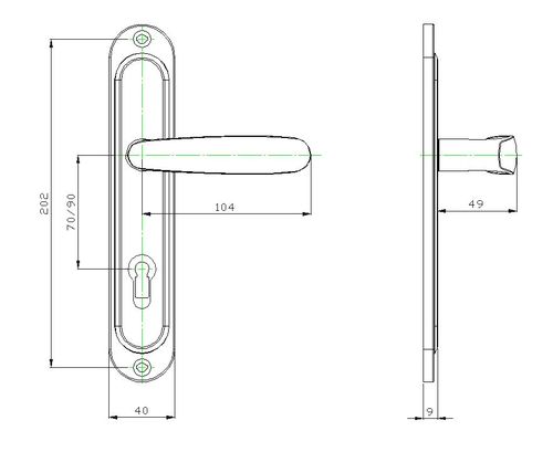 Technical drawing Door handle Silistra