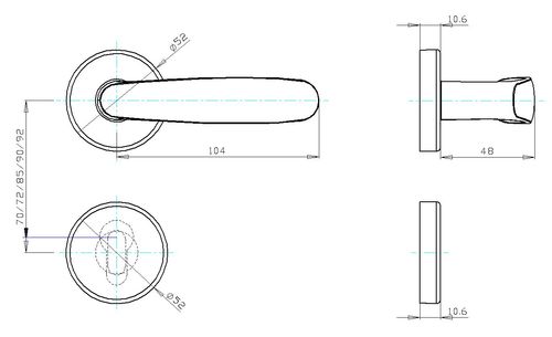 Technical drawing Door handle Silistra